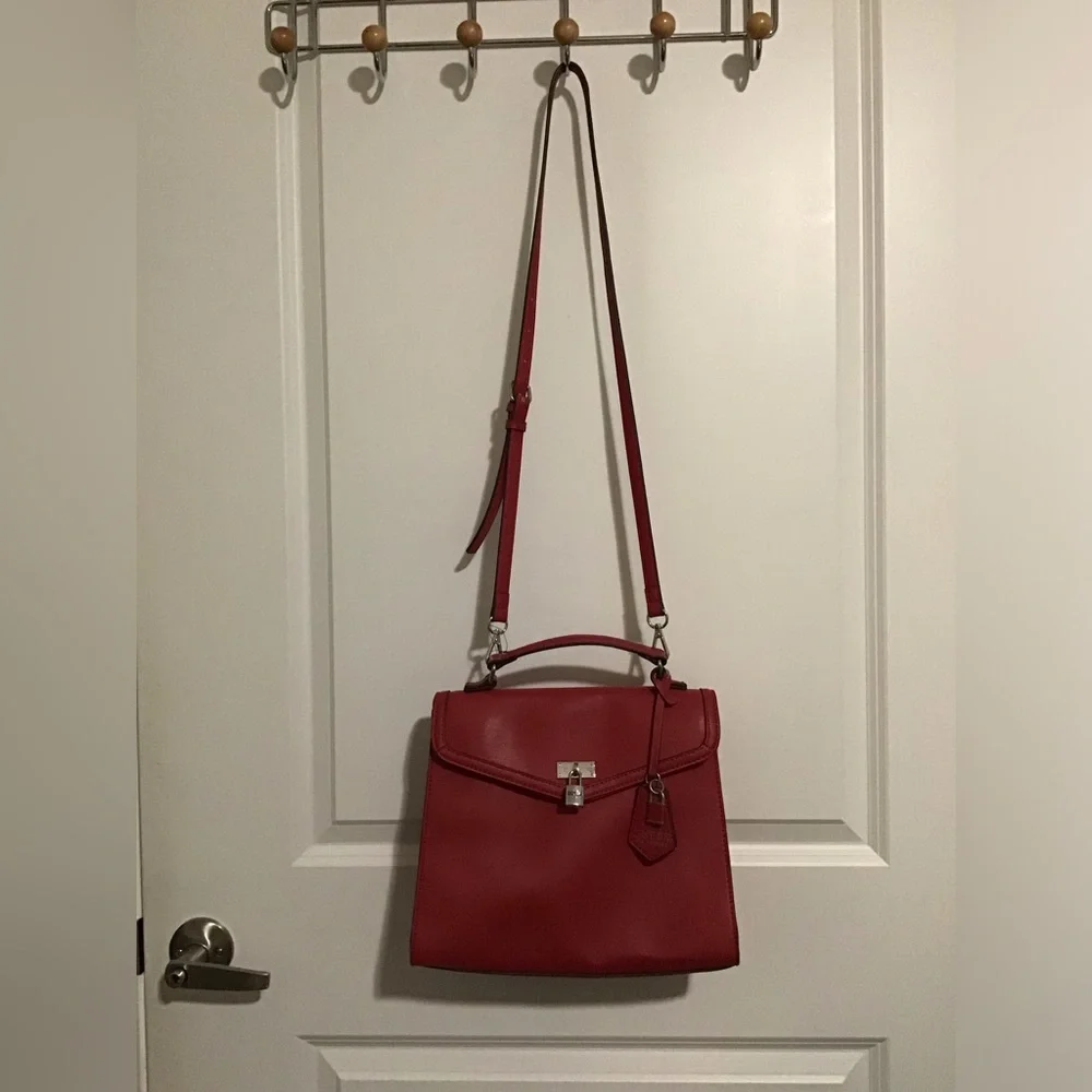 Guess Cherry Red Top Handle Satchel Bag
